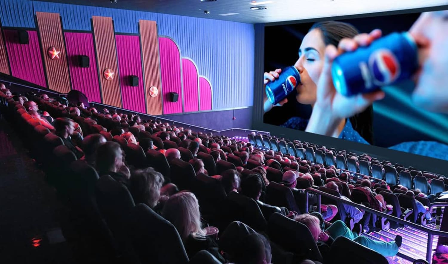 audience watching video ad at cinema